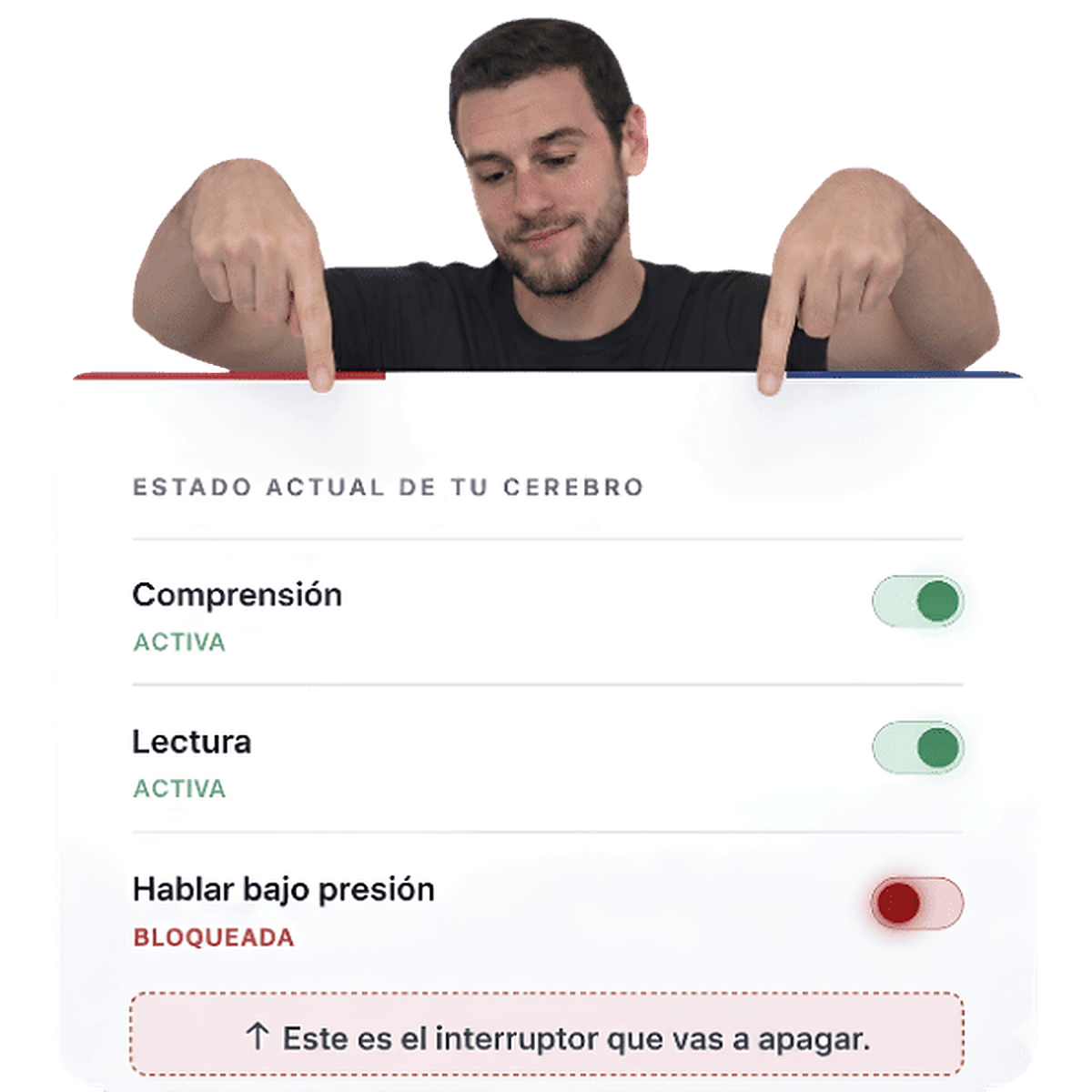 Estado actual de tu cerebro: comprensión y lectura activas, hablar bajo presión bloqueada